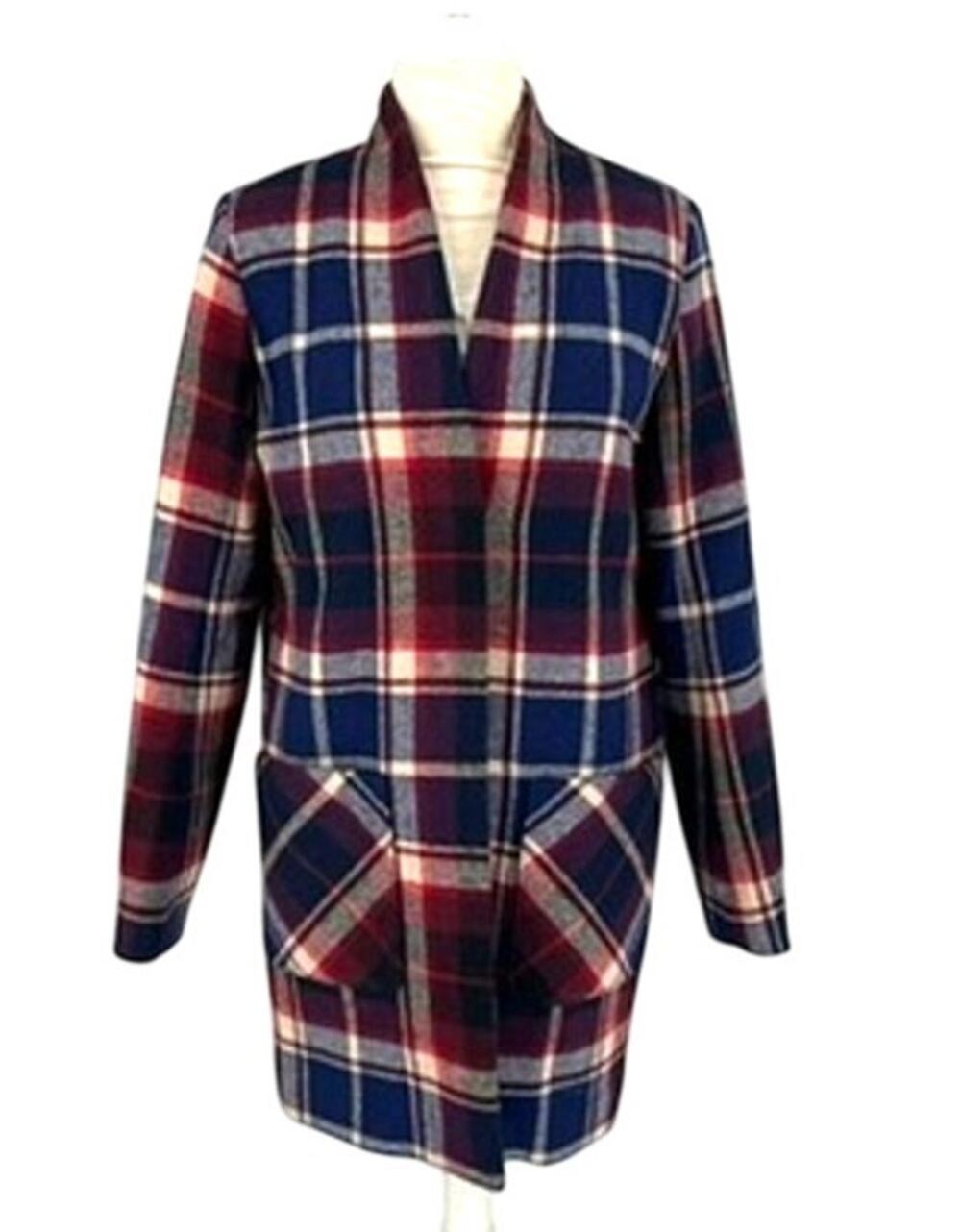 Abercrombie & Fitch Wool Plaid Coat Size Small Red